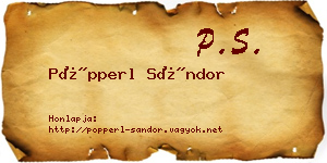 Pöpperl Sándor névjegykártya